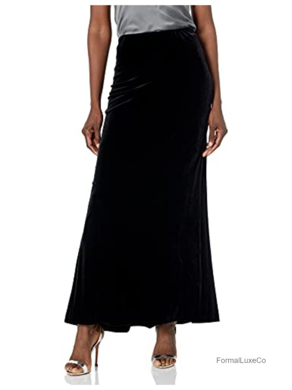 Long Velvet Fishtail Maxi Skirt Stretch Waist Formal Party